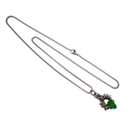 55cm RVS Jasseron-Ketting + Groene Maleisische Jadesteen Hanger Unisex