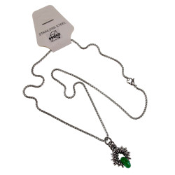 55cm RVS Jasseron-Ketting + Groene Maleisische Jadesteen Hanger Unisex