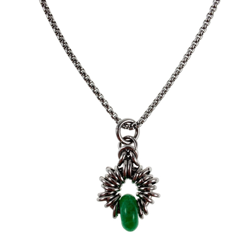 55cm RVS Jasseron-Ketting + Groene Maleisische Jadesteen Hanger Unisex 55cm RVS Jasseron-Ketting + Groene Maleisische Jadesteen Hanger Unisex