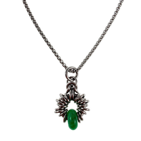 55cm RVS Jasseron-Ketting + Groene Maleisische Jadesteen Hanger Unisex