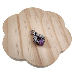 32mm Paarse Amethiststeen Hanger Unisex - RVS - Handgemaakt door esde2