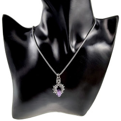 55cm RVS Jasseron-Ketting + Paarse Amethiststeen Hanger Unisex