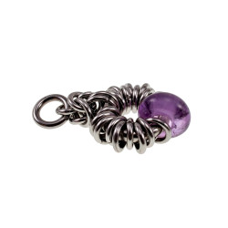 55cm RVS Jasseron-Ketting + Paarse Amethiststeen Hanger Unisex