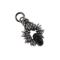 32mm Zwarte Agaatsteen Hanger Unisex - RVS - Handgemaakt door esde2