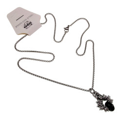 55cm RVS Jasseron-Ketting + Zwarte Agaatsteen Hanger Unisex