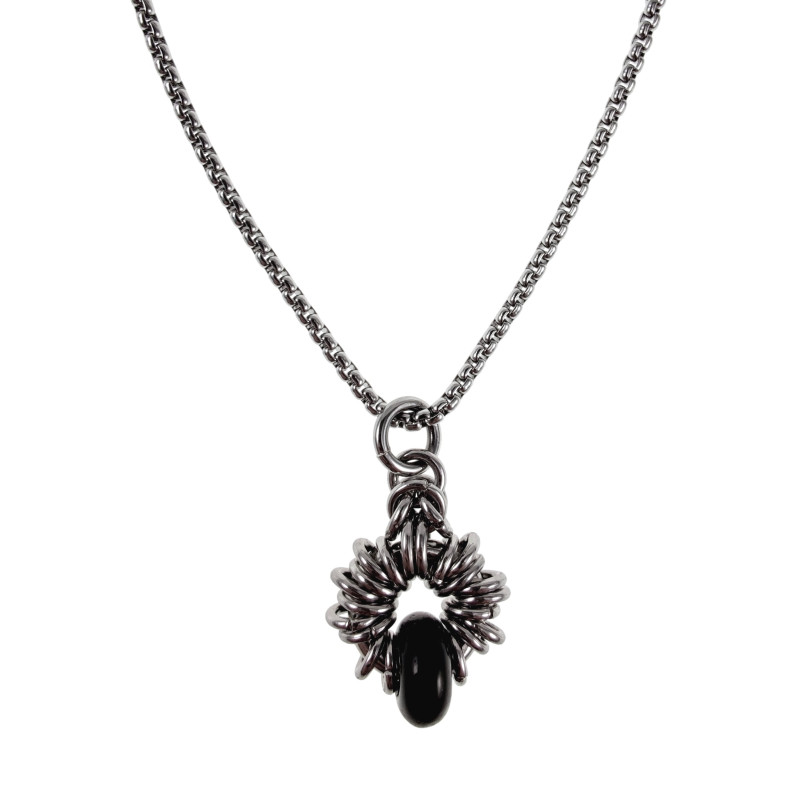 55cm RVS Jasseron-Ketting + Zwarte Agaatsteen Hanger Unisex 55cm RVS Jasseron-Ketting + Zwarte Agaatsteen Hanger Unisex