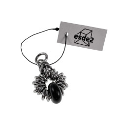 55cm RVS Jasseron-Ketting + Zwarte Agaatsteen Hanger Unisex