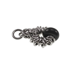 55cm RVS Jasseron-Ketting + Zwarte Agaatsteen Hanger Unisex