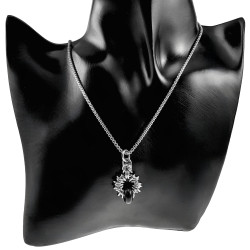 55cm RVS Jasseron-Ketting + Zwarte Agaatsteen Hanger Unisex
