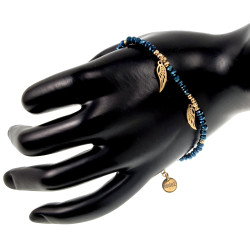 Verguld RVS Metalic Blauwe Kristallen Armband met Engelenvleugel