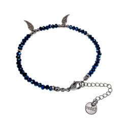 Gepolijst RVS Metalic Blauwe Kristallen Armband met Engelenvleugel