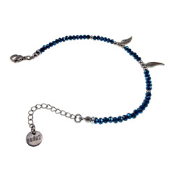 Gepolijst RVS Metalic Blauwe Kristallen Armband met Engelenvleugel