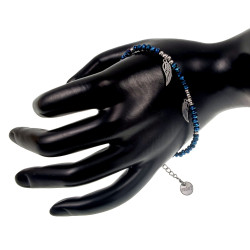 Gepolijst RVS Metalic Blauwe Kristallen Armband met Engelenvleugel