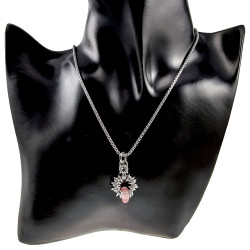 55cm RVS Jasseron-Ketting + Watermeloenrode Steen Hanger Unisex
