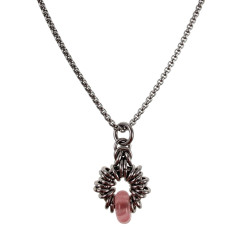 55cm RVS Jasseron-Ketting + Rozenkwarts Steen Hanger Unisex