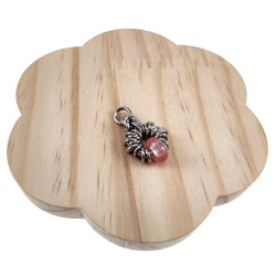 55cm RVS Jasseron-Ketting + Watermeloenrode Steen Hanger Unisex