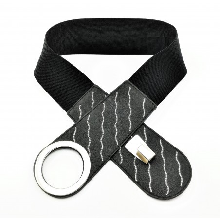 Zwarte Elastische Riem met Strass Steentjes