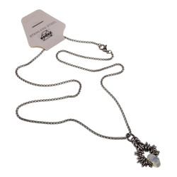 55cm Gepolijst RVS Jasseron-Ketting + Opaal Steen Hanger Unisex