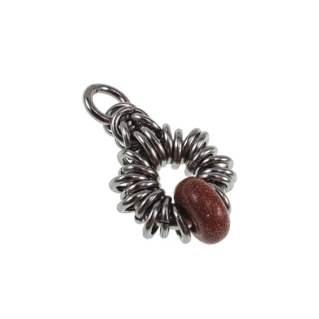 32mm Goudkleurig Zandsteen Hanger Unisex RVS - Handgemaakt door esde2