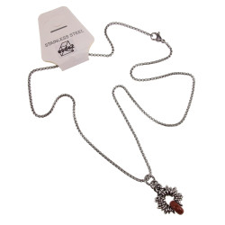 55cm RVS Jasseron-Ketting + Goudkleurige Zandsteen Hanger Unisex