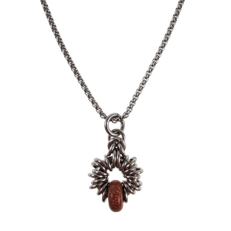 55cm RVS Jasseron-Ketting + Goudkleurige Zandsteen Hanger Unisex