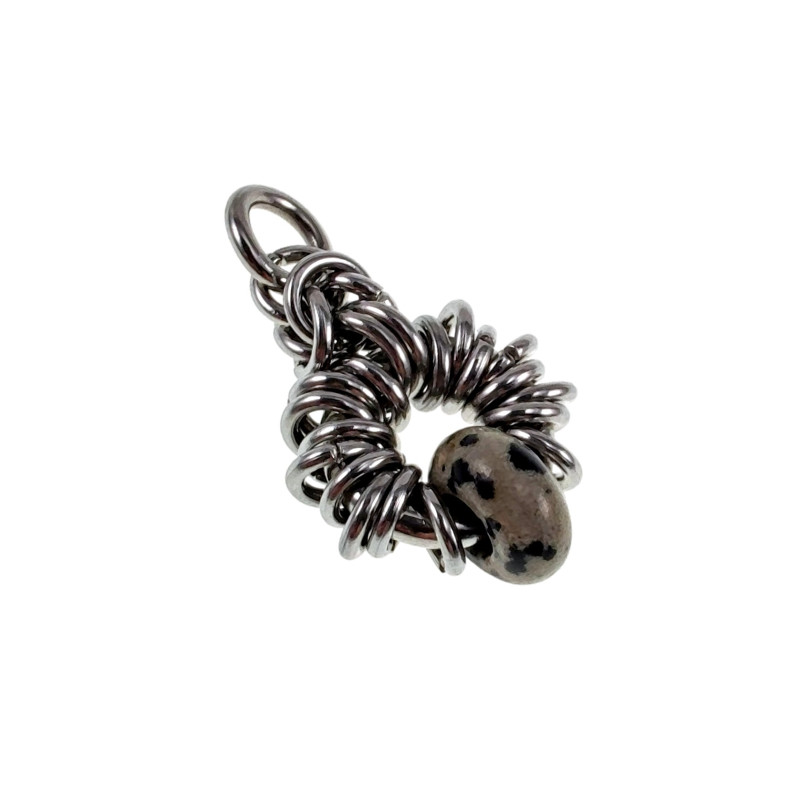 32mm Dalmatische Jaspissteen Hanger Unisex RVS - Handgemaakt door esde2 32mm Dalmatische Jaspissteen Hanger Unisex RVS - Handgemaakt door esde2