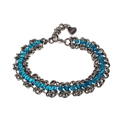 Europese Weeftechniek RVS Armband en Turquoise Kristallen Verstelbaar