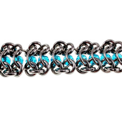 Europese Weeftechniek RVS Armband en Turquoise Kristallen Verstelbaar