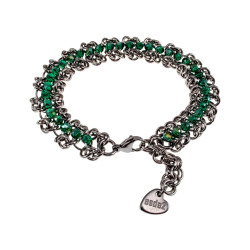 Europese Weeftechniek RVS Armband en Groene Kristallen Verstelbaar