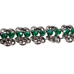 Europese Weeftechniek RVS Armband en Groene Kristallen Verstelbaar