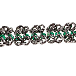 Europese Weeftechniek RVS Armband en Groene Kristallen Verstelbaar