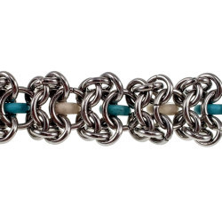 RVS Armband met Natuurstenen Abacus Turkoois en wit - Verstelbaar