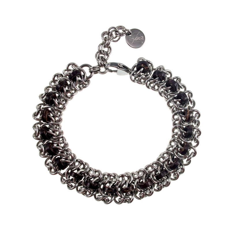 Unisex RVS Armband met Kokosnootschalen - Verstelbaar 16 tot 19cm Unisex RVS Armband met Kokosnootschalen - Verstelbaar 16 tot 19cm