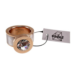 Brede Ring Dames - Roségoud RVS - Grote Ring met Parelmoer en Zirkonia