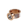 Brede Ring Dames - Roségoud RVS - Grote Ring met Parelmoer en Zirkonia