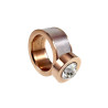 Brede Ring Dames - Roségoud RVS - Grote Ring met Parelmoer en Zirkonia