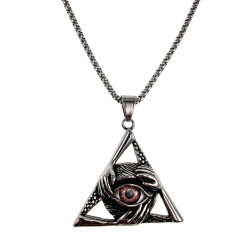 60cm x 3mm RVS Jasseron-Ketting + Piramide Mystieke Hanger met Oog