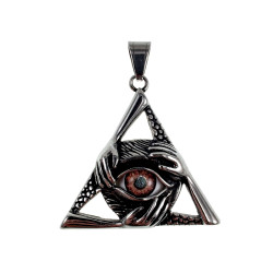 60cm x 3mm RVS Jasseron-Ketting + Piramide Mystieke Hanger met Oog