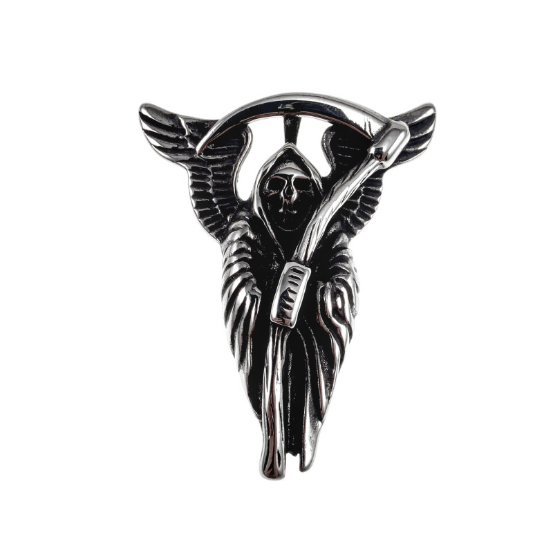 Grim Reaper Hanger Heren - Edelstaal - Grote Schedelhanger met Zeis Grim Reaper Hanger Heren - Edelstaal - Grote Schedelhanger met Zeis
