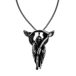 60cm x 3mm Jasseron-Ketting + Grim Reaper Hanger Heren - Edelstaal
