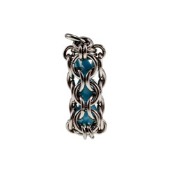 Dames RVS Buis Hanger met Ondoorzichtige Kristallen in Turquoise