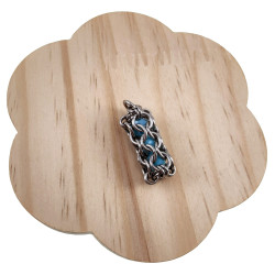 RVS Jasseron-Ketting + Buis Hanger met Kristallen in Turquoise Kleur