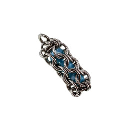 RVS Jasseron-Ketting + Buis Hanger met Kristallen in Turquoise Kleur
