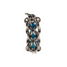 RVS Jasseron-Ketting + Buis Hanger met Kristallen in Turquoise Kleur