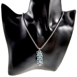 RVS Jasseron-Ketting + Buis Hanger met Kristallen in Turquoise Kleur
