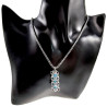 RVS Jasseron-Ketting + Buis Hanger met Kristallen in Turquoise Kleur
