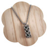 RVS Jasseron-Ketting + Buis Hanger met Kristallen in Donkergroen Kleur
