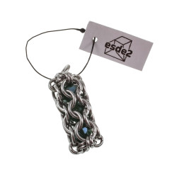 RVS Jasseron-Ketting + Buis Hanger met Kristallen in Donkergroen Kleur