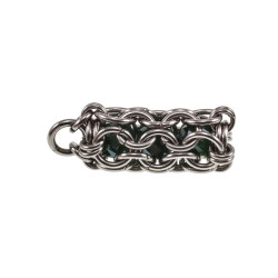 RVS Jasseron-Ketting + Buis Hanger met Kristallen in Donkergroen Kleur