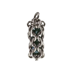 RVS Jasseron-Ketting + Buis Hanger met Kristallen in Donkergroen Kleur
